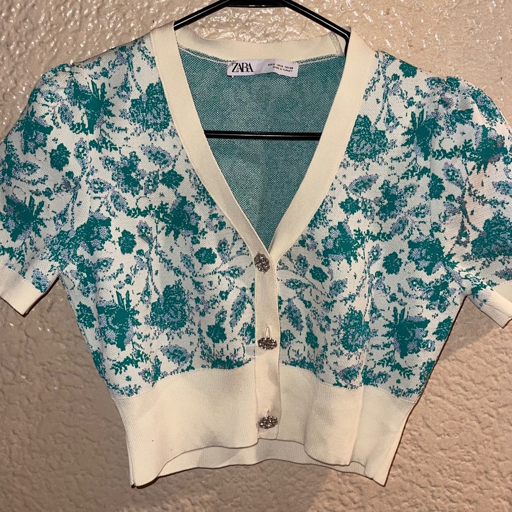 Zara French Sleeve Knit Cardigan SMALL